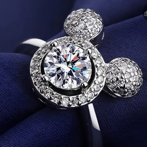 925 Silver Mouse Ring with Zirconia Stone - Picture 2 of 5